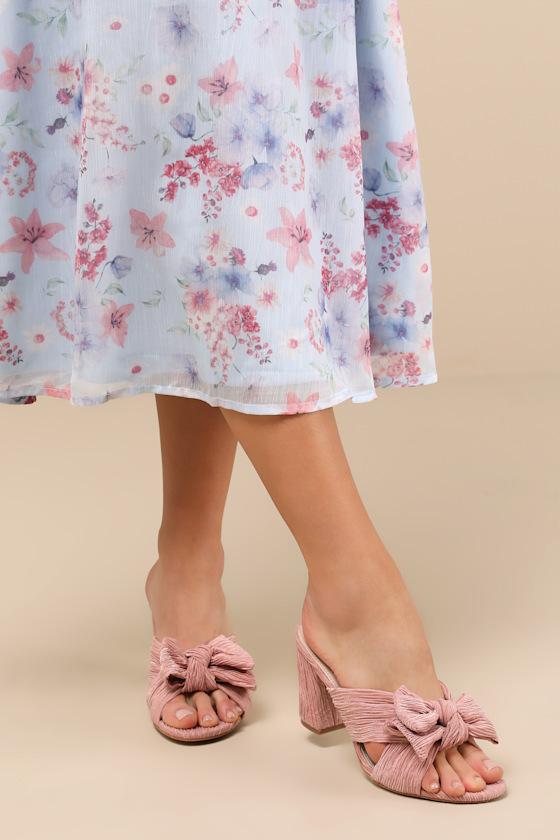 Dorothea Peach Knotted High Heel Sandals Product Image