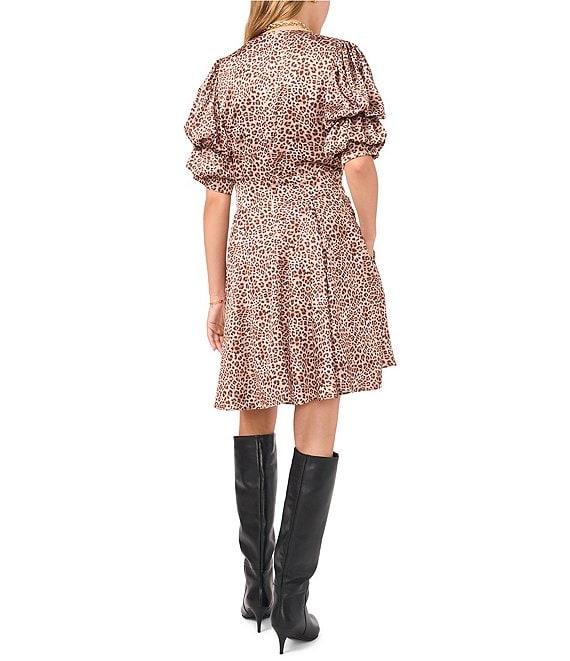 1. STATE Leopard Print Bubble Sleeve Mini Dress Product Image
