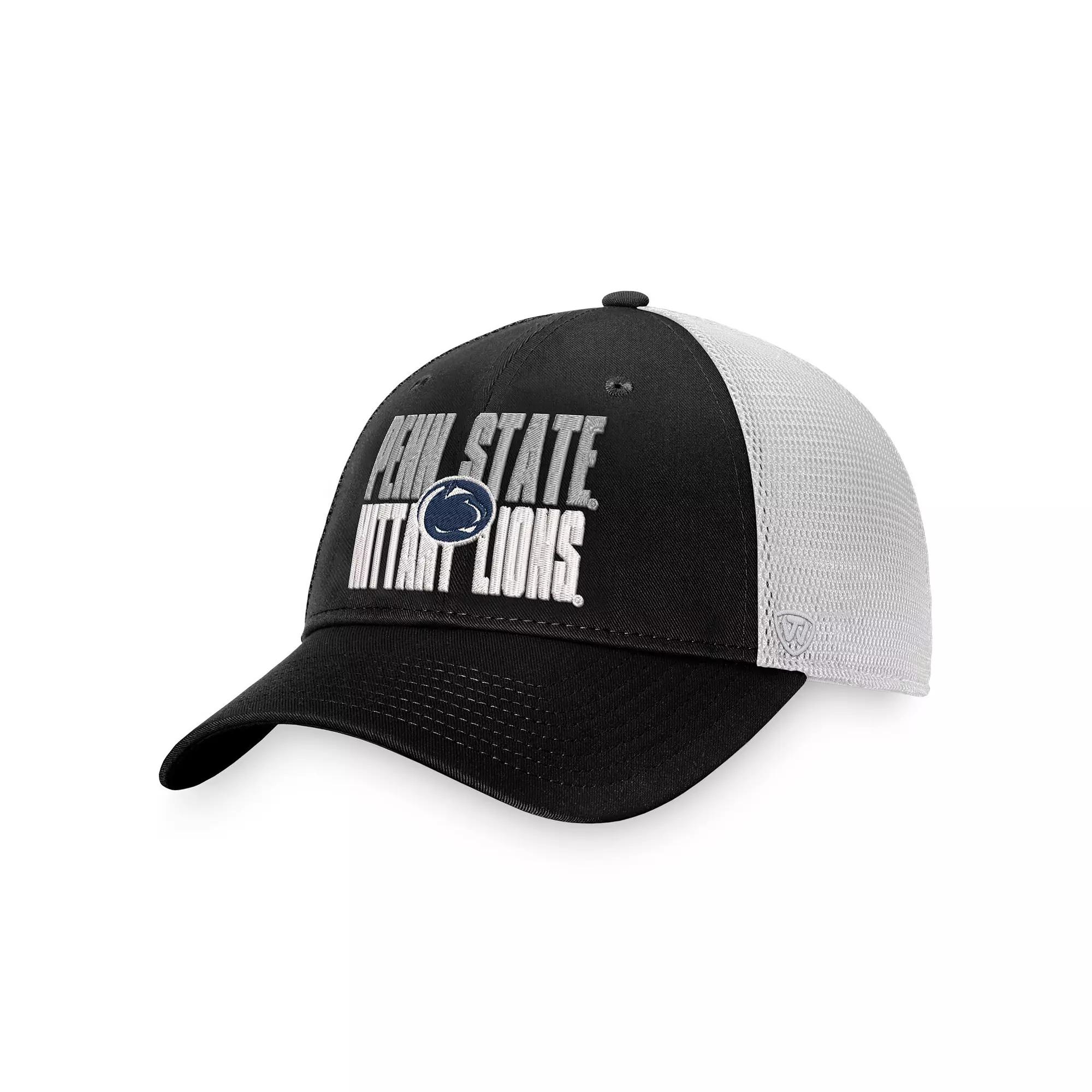 Men's Top of the World Black/White Penn State Nittany Lions Stockpile Trucker Snapback Hat Product Image