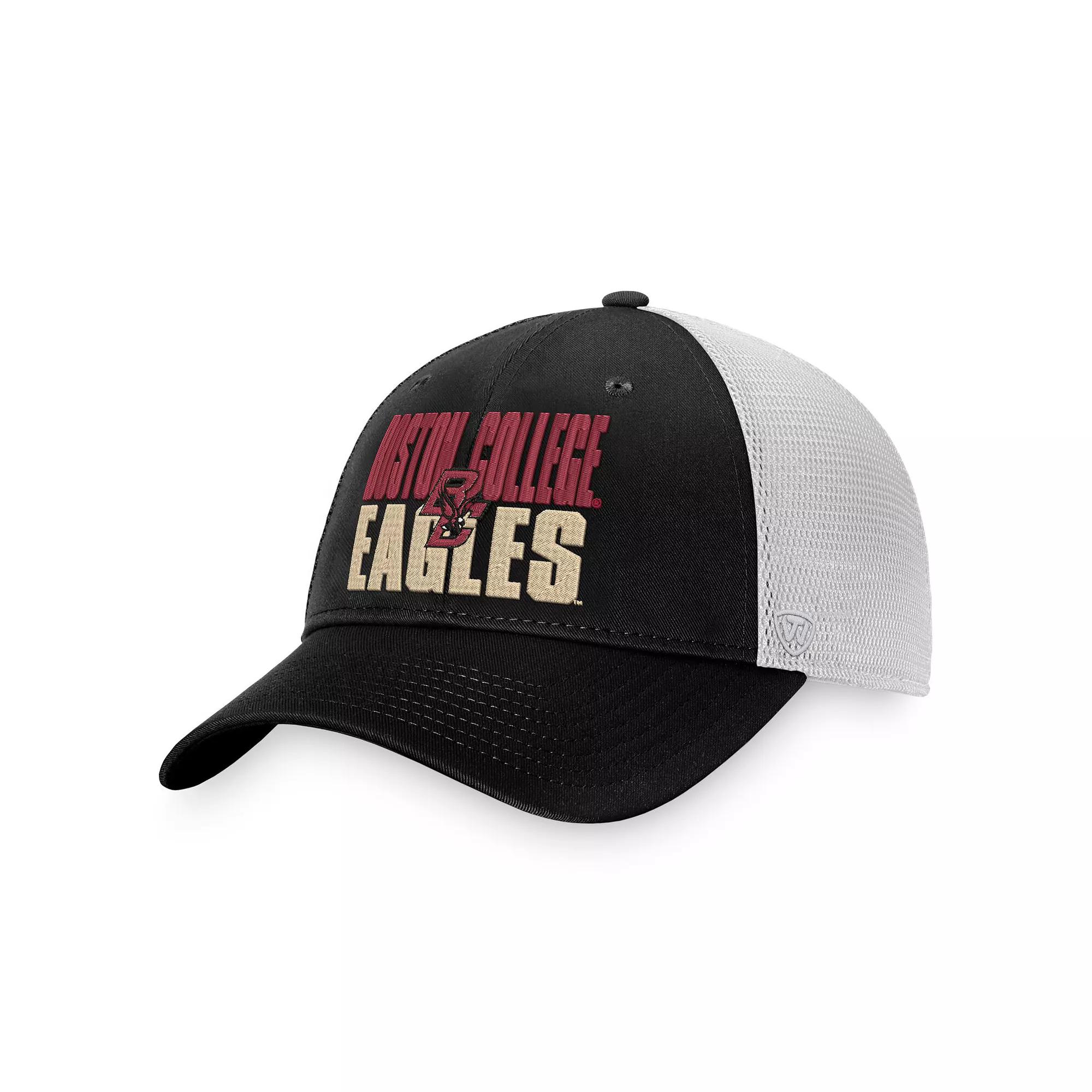 Men's Top of the World Black/White Wisconsin Badgers Stockpile Trucker Snapback Hat Product Image