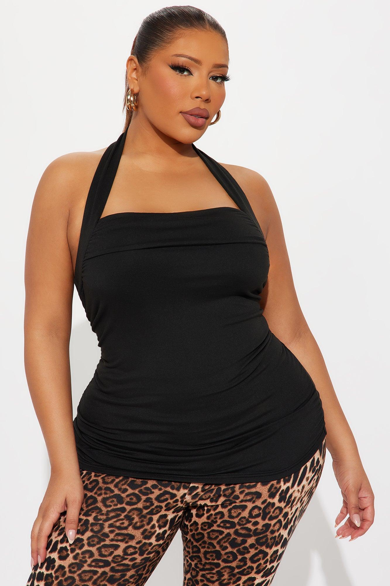 Charli Ruched Halter Top - Black Product Image