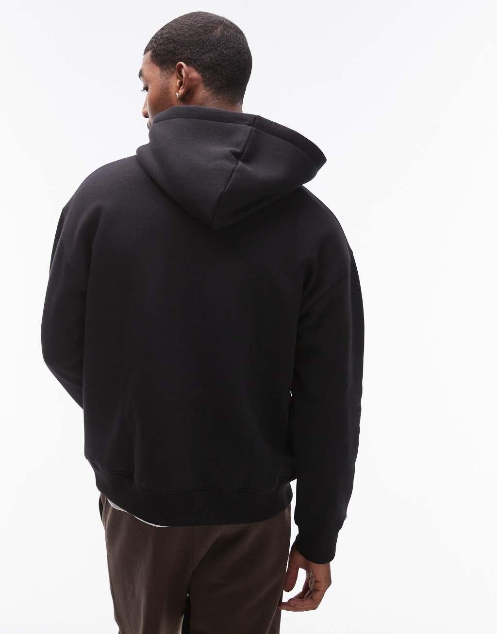 Topman oversized fit hoodie with raffle ticket print in black Product Image