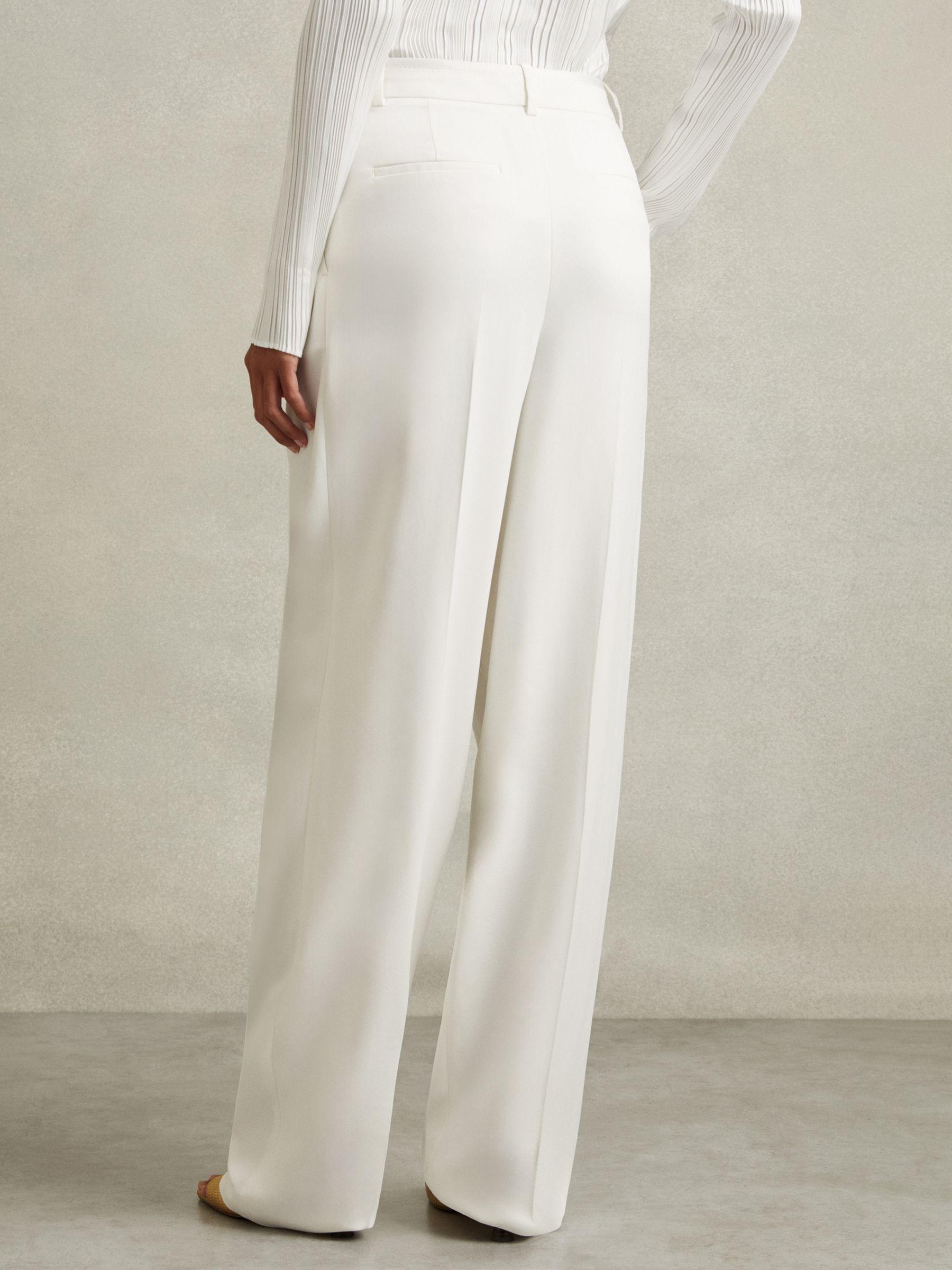 Double Pleat Wide Leg Tux Trousers in Cream Product Image