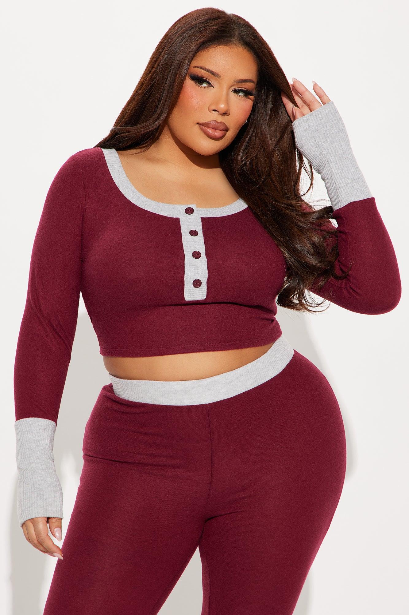 Easy Everyday Flare Pant Set - Burgundy/combo Product Image