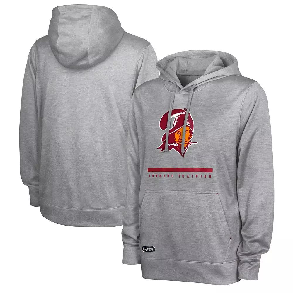 Men's Heather Gray Tampa Bay Buccaneers Grid Drill Streak Fleece Pullover Hoodie, Size: Small, Grey Product Image