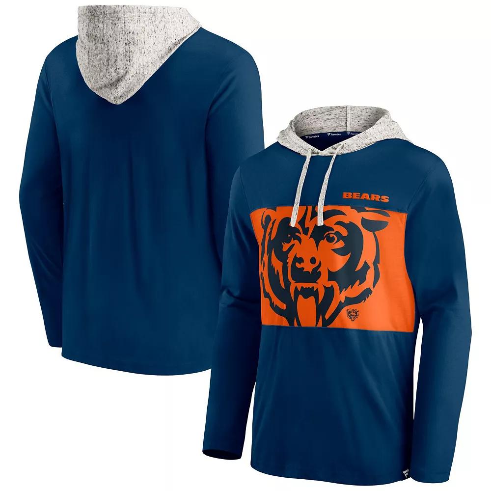 Men's Fanatics Branded Navy Chicago Bears Long Sleeve Hoodie T-Shirt, Size: Medium, Blue Product Image