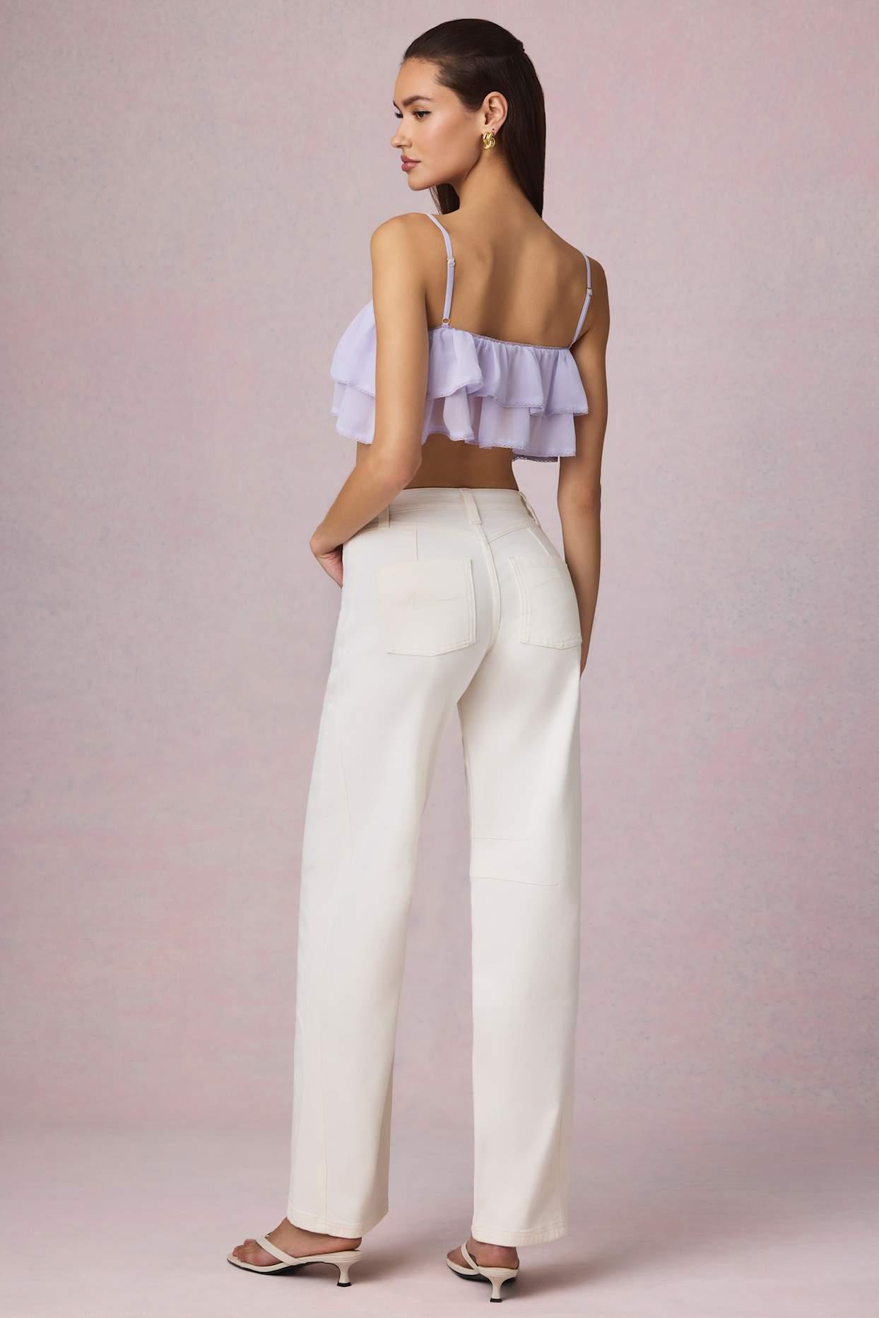 Mid-Rise Barrel-Leg Jeans in Ecru Wash Product Image