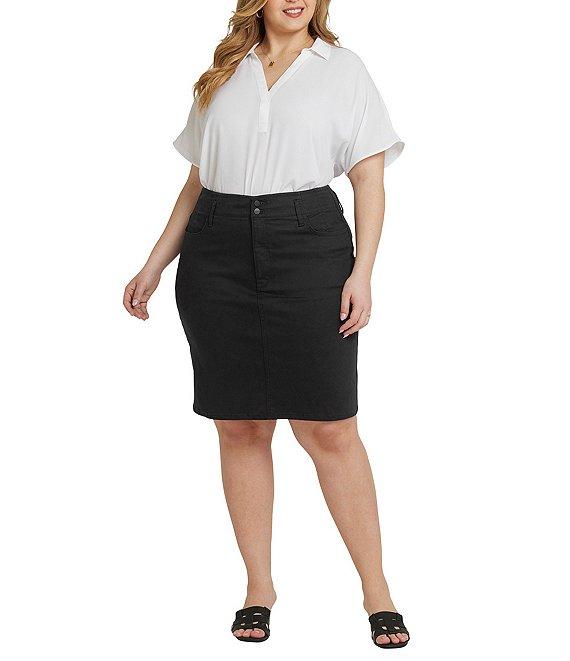 NYDJ Plus Size Hollywood High Waisted 4-Pocket Style Pencil Denim Skirt Product Image