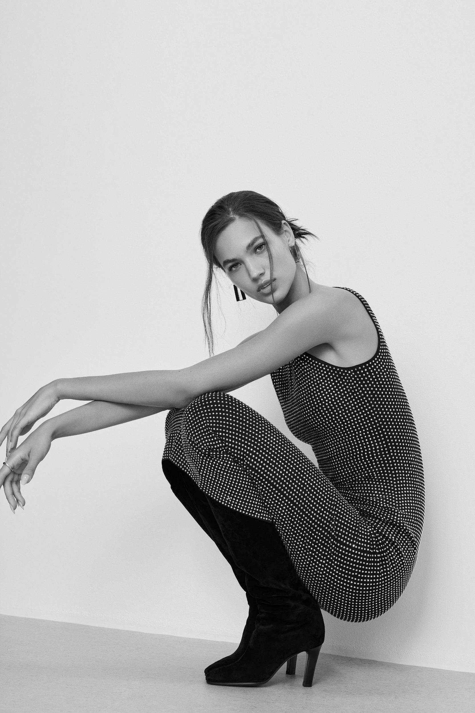 CRYSTAL MIDI DRESS | BLACK001 Product Image