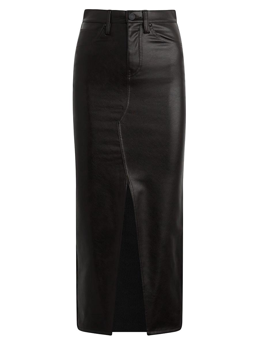 Womens Reconstructed Faux Leather Midi-Skirt Product Image
