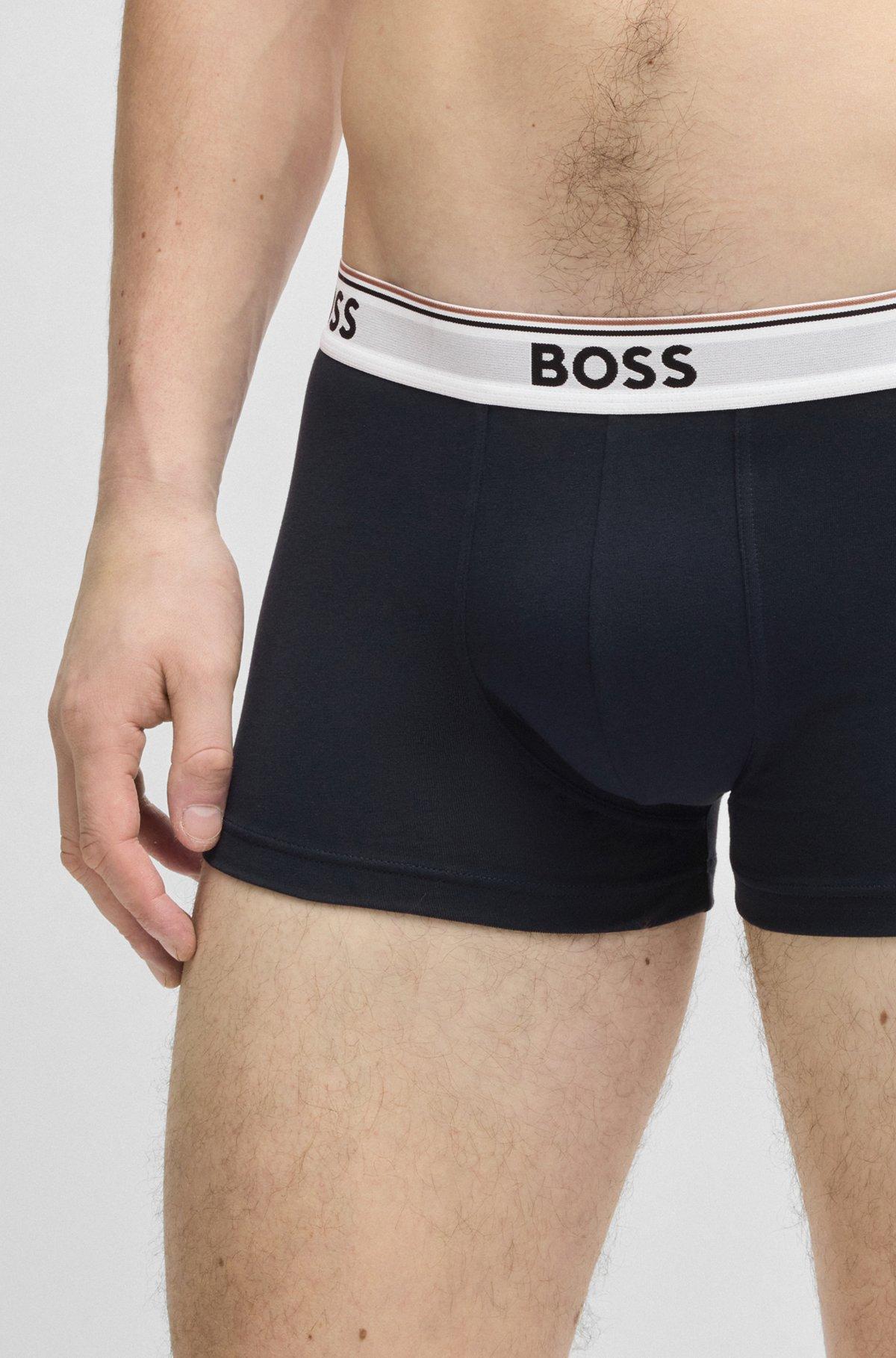 Three-pack of logo-waistband trunks in stretch cotton Product Image