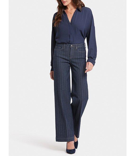 NYDJ Vertical Stripe Teresa Wide Leg High-Rise Lift Tuck® Jeans Product Image