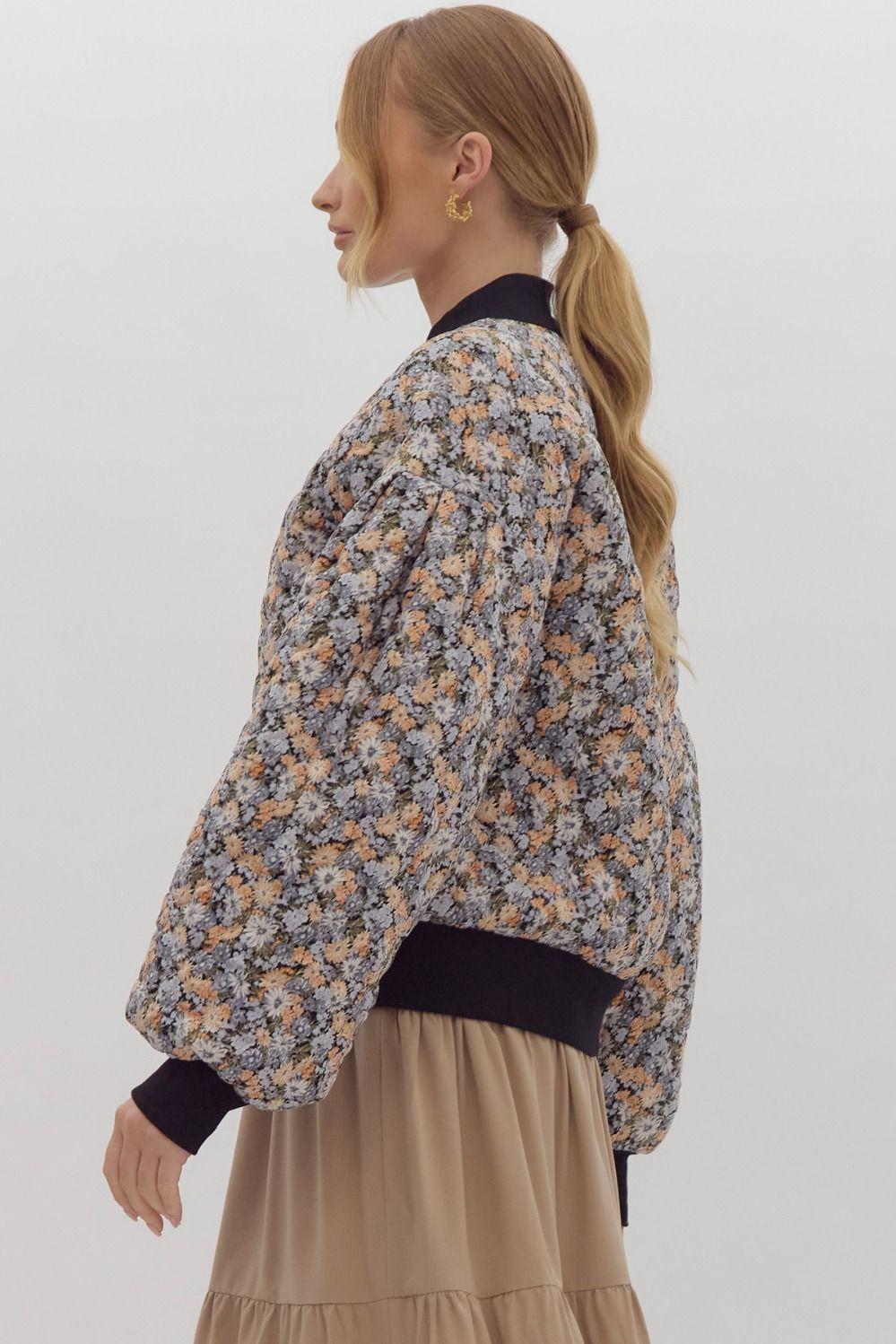 Look Out For You Floral Quilted Bomber Jacket Product Image