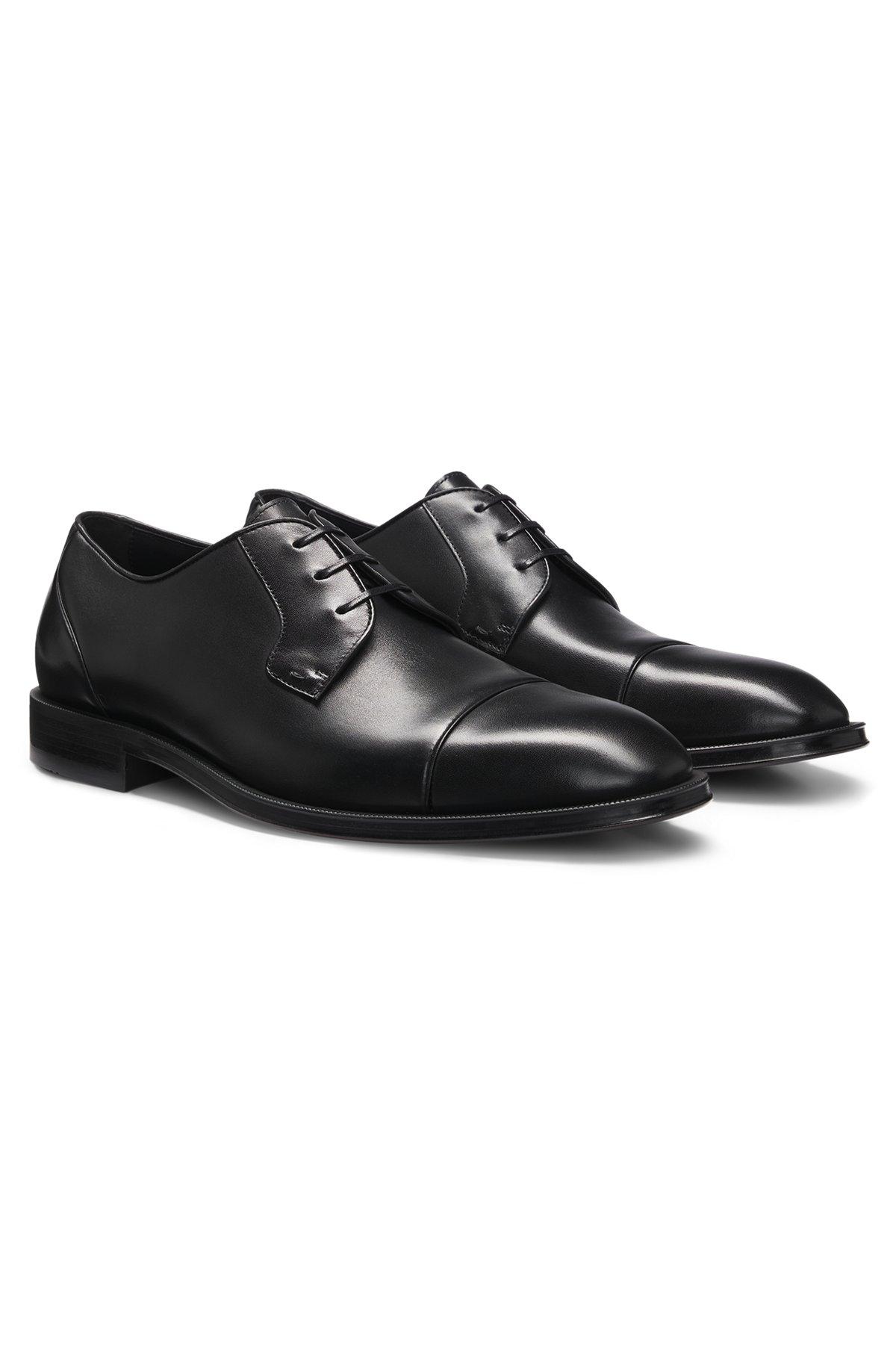 BOSS - Cap-toe Derby shoes in leather - Black Product Image