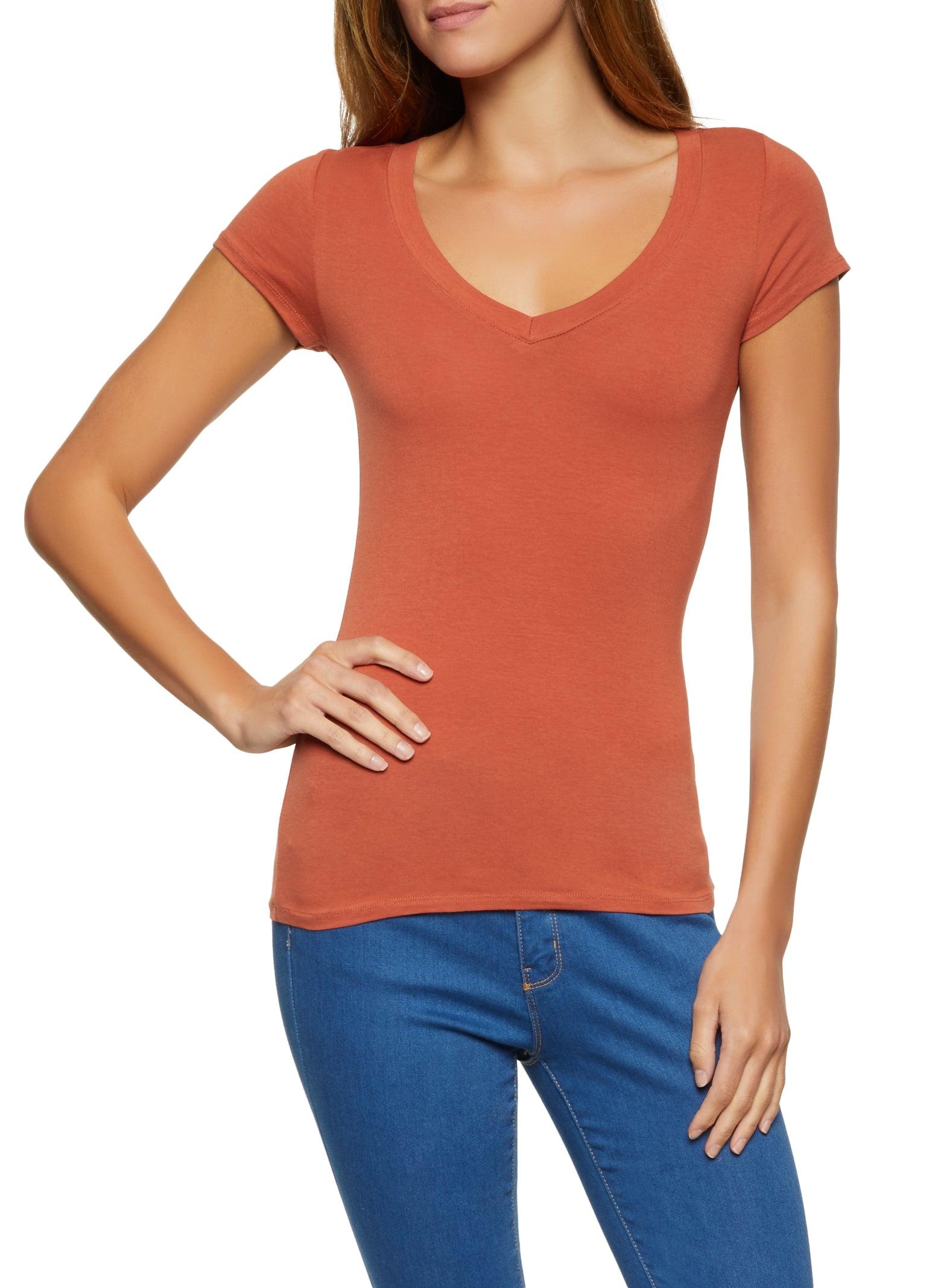 Womens V Neck Short Sleeve T Shirt Product Image