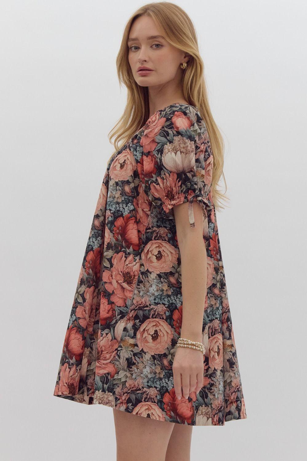 Lindsey Floral Tie Sleeve Dress Product Image