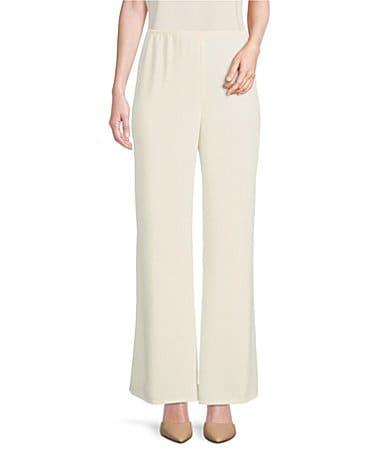 Caroline Rose Matte Crepe Flat Front Elastic Waist Wide Leg Coordinating Pants Product Image