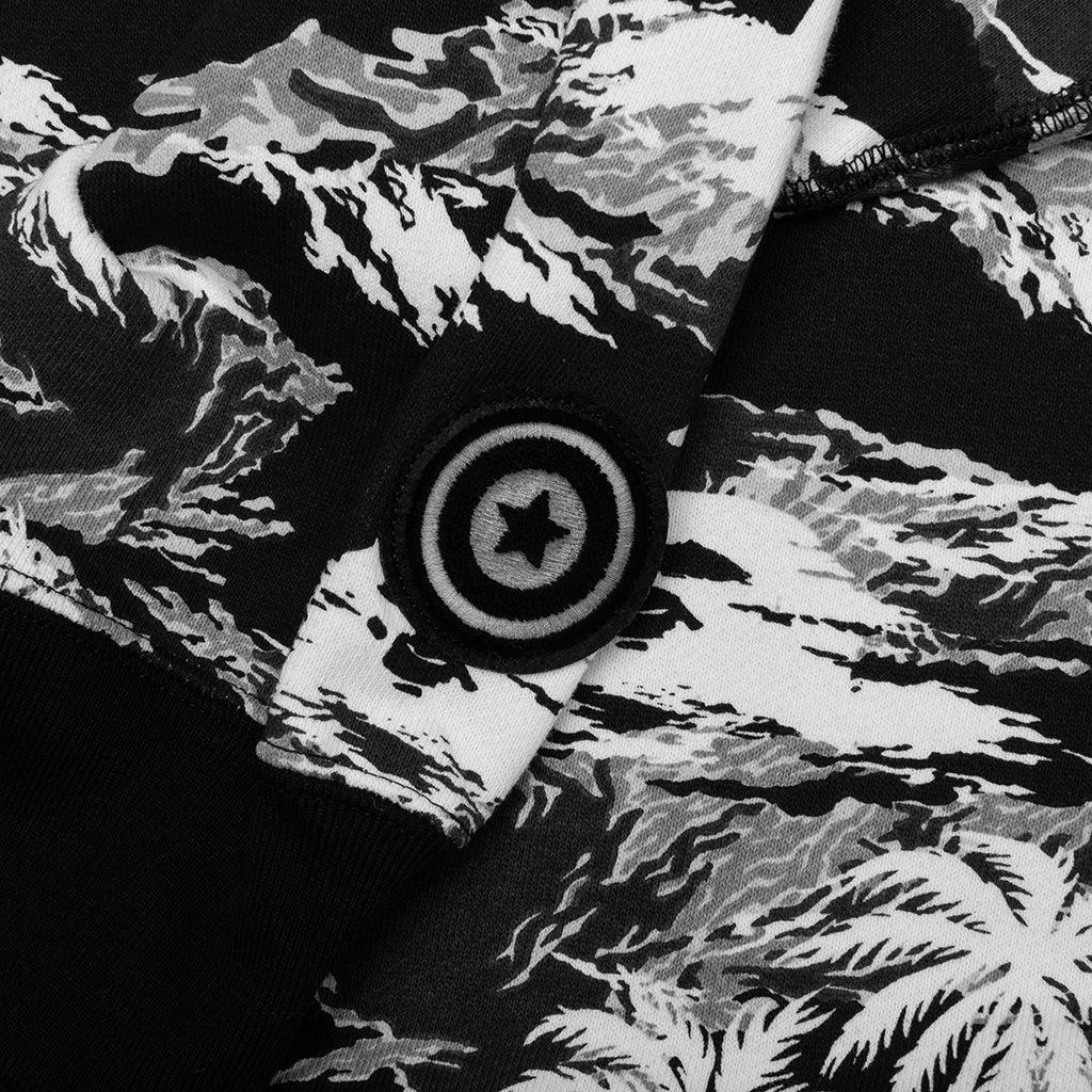 Palm Tree Camo Relaxed Fit Shark Full Zip Hoodie - Black Male Product Image