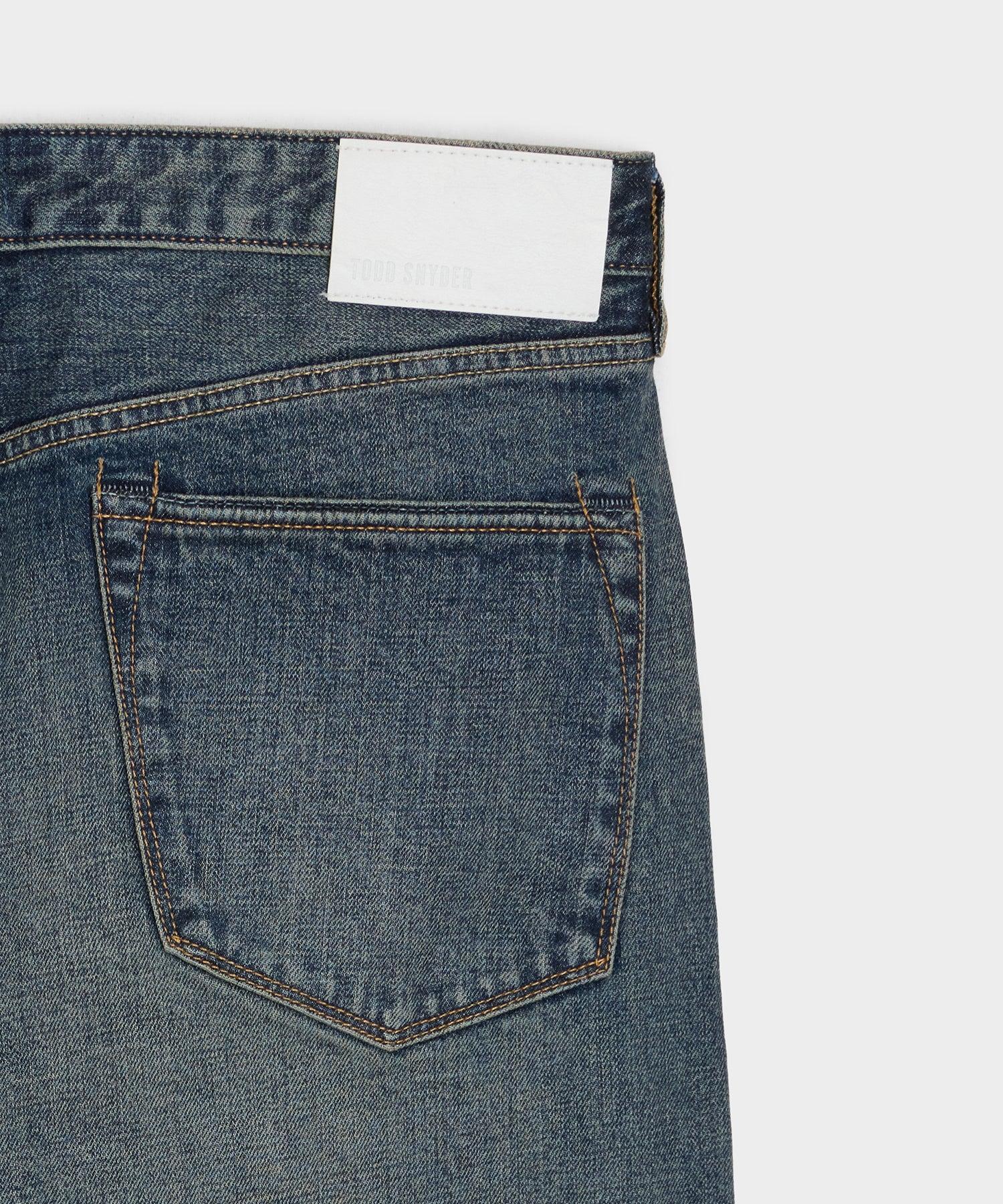 Straight Japanese Selvedge Stretch Jean in Worn Wash Product Image
