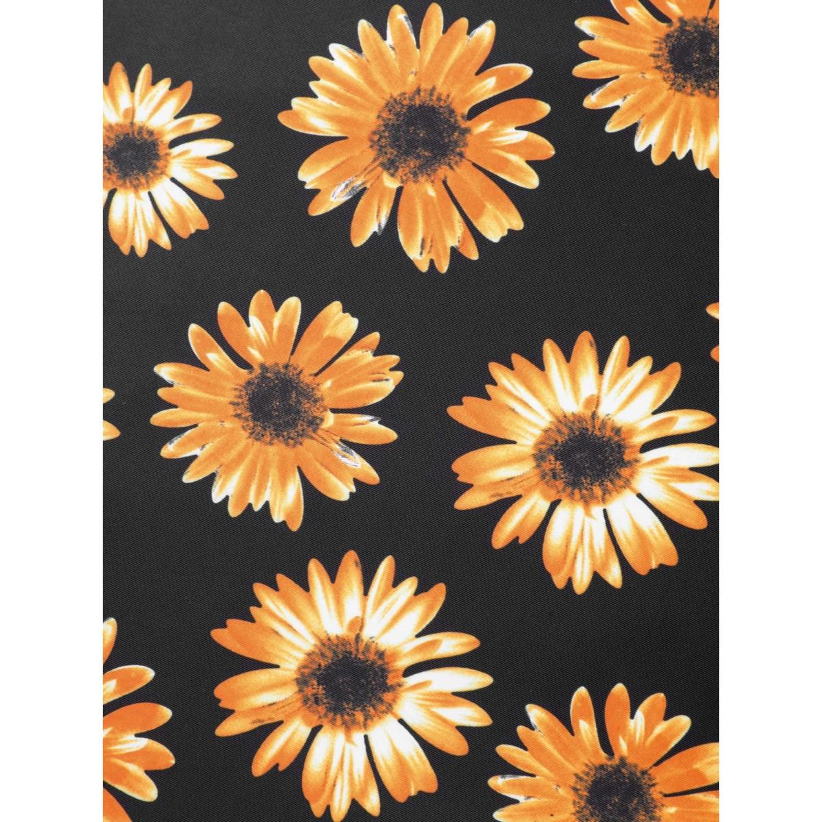 Plus Size Sunflower Pattern Mesh Contrast Swim Dress Women's Swimwear Black Beach Bodycon U-neck High stretch Curve Swim Dresses BloomChic 12/L Product Image