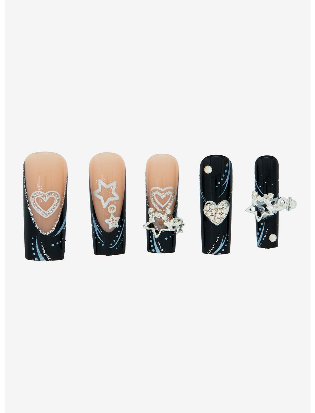 Black Celestial Charm Faux Nail Set Product Image