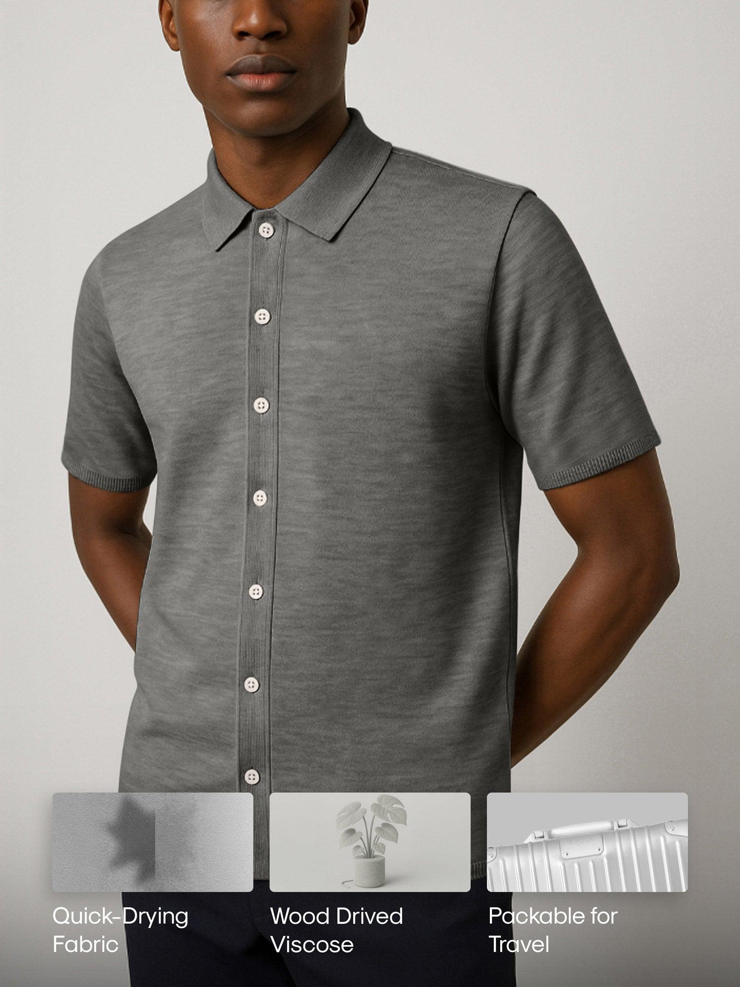 Men's Labs 3D Print-Knit Short Sleeve Shirt - Charcoal Product Image