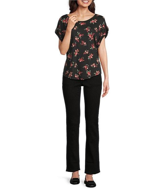 Lucky Brand Floral Print Crew Neck Dolman Short Sleeve Tee Product Image