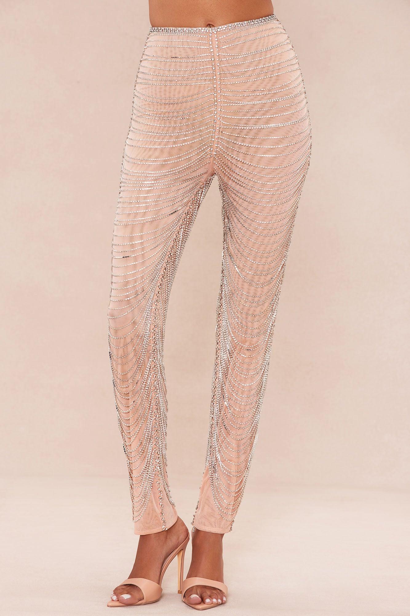 Zariah Embellished Pant - Nude Product Image