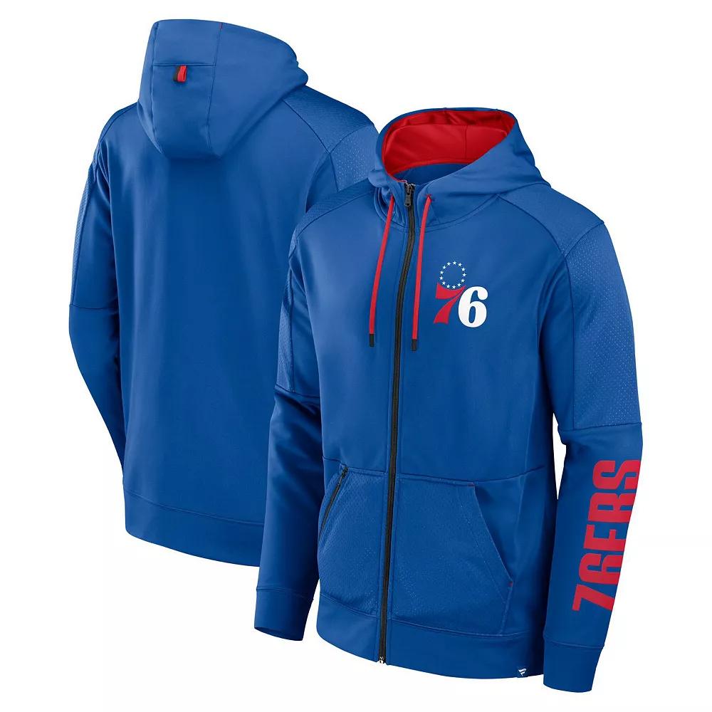 Men's Fanatics Royal Philadelphia 76ers Baller Defender Performance Full-Zip Hoodie,  Product Image