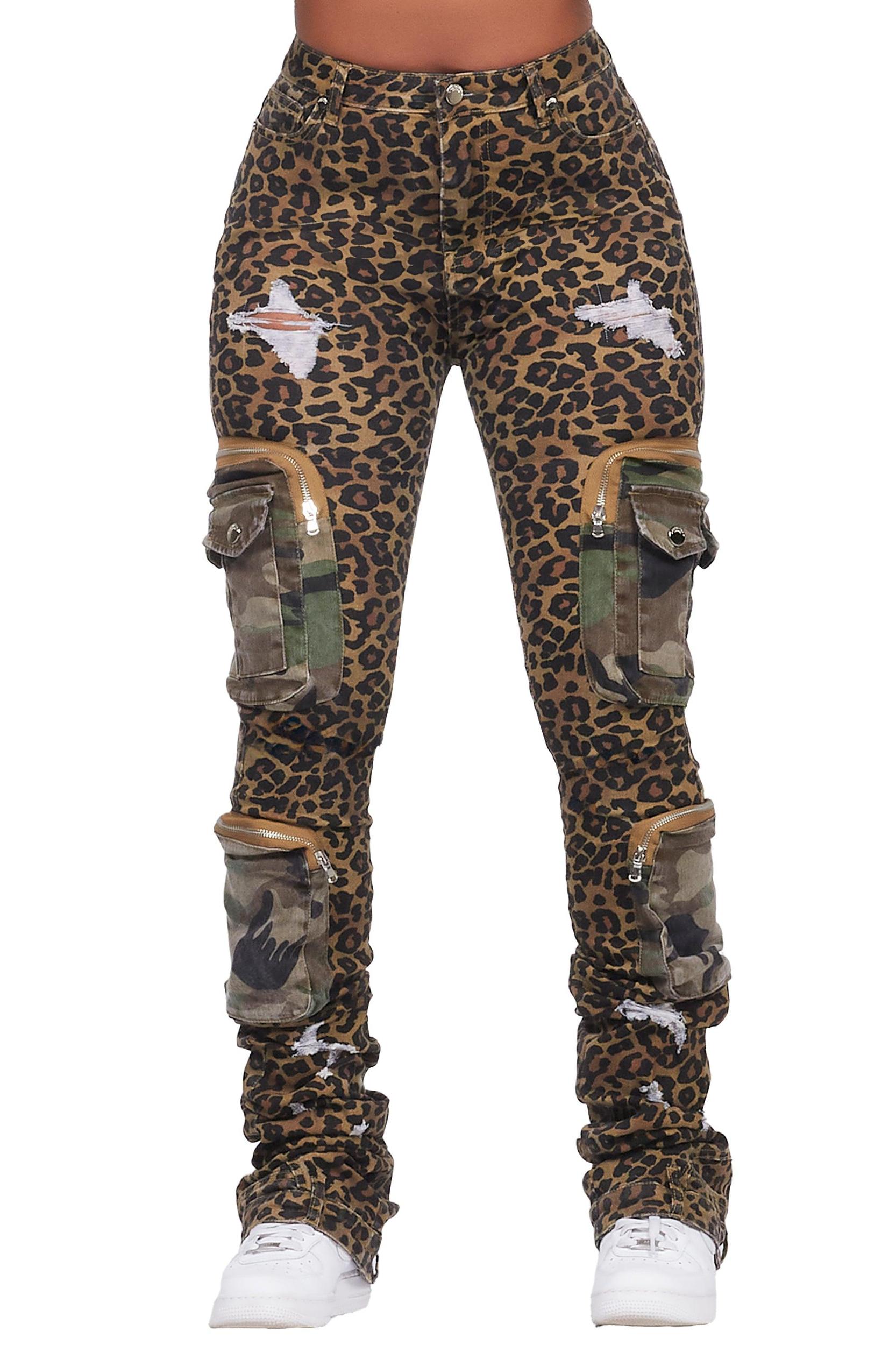 Alisson Cheetah Cargo Super Stacked Jean Female Product Image