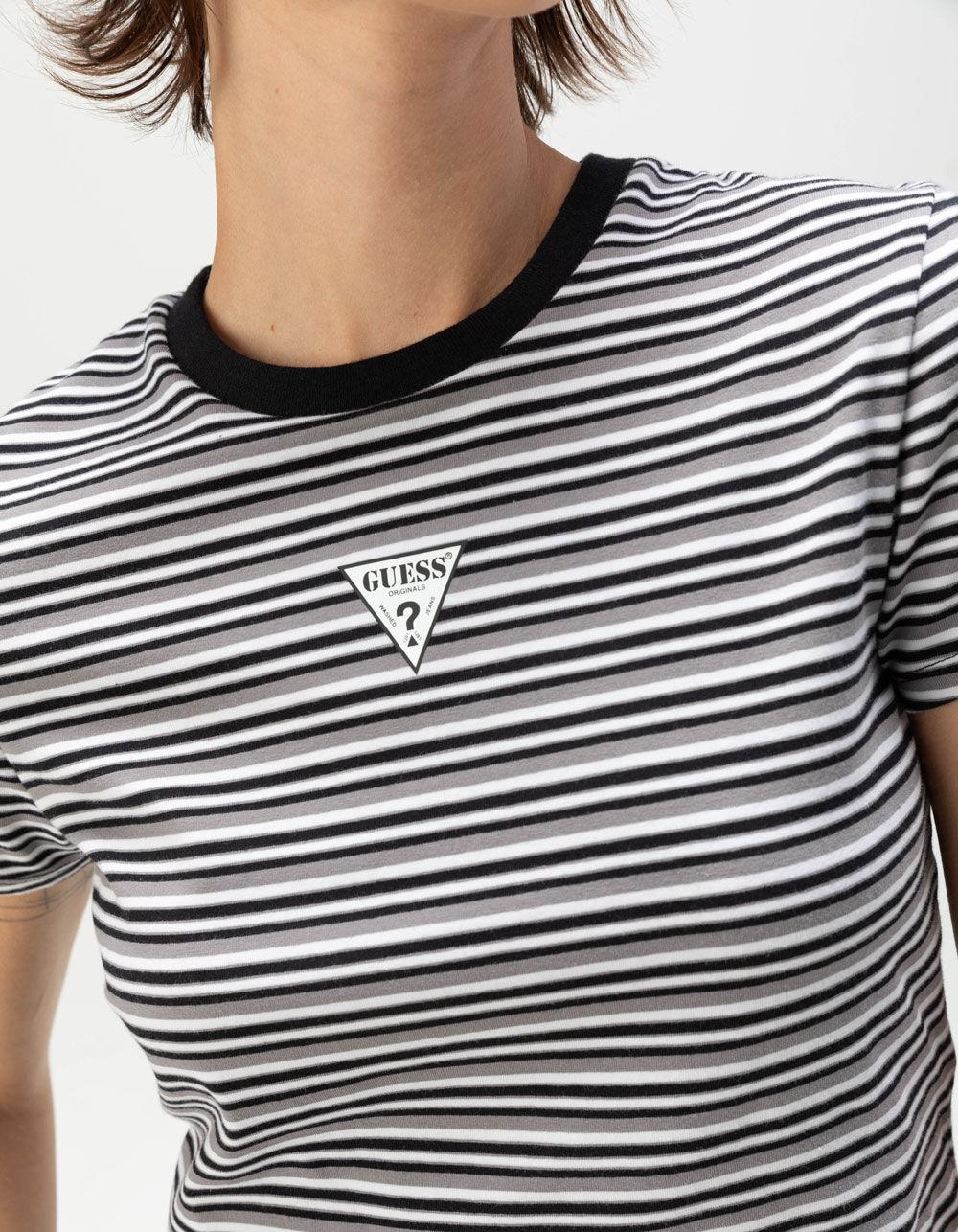 GUESS ORIGINALS Stripe Knit Womens Tee - BLACK COMBO Product Image
