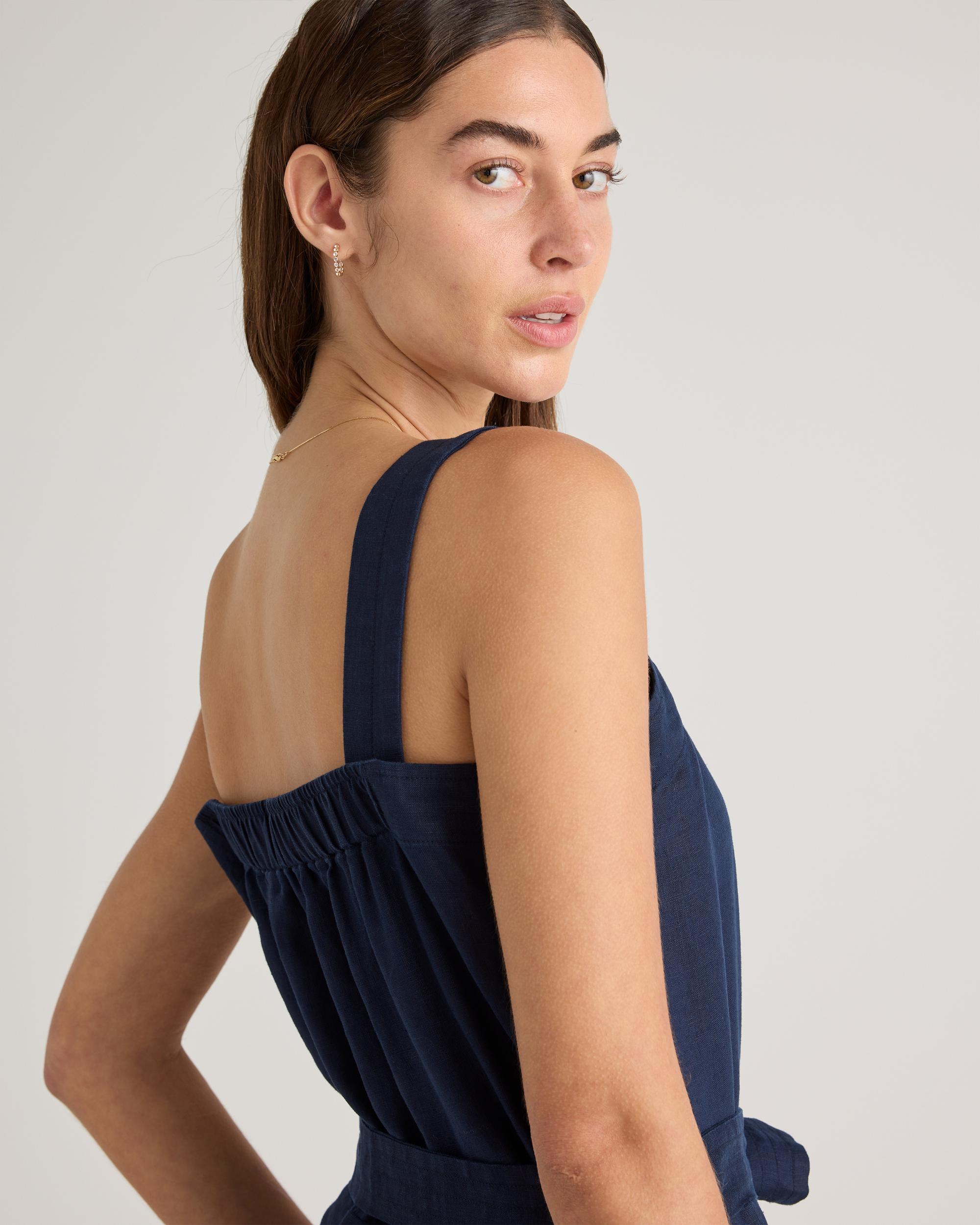 Quince | Women's 100% European Linen Square Neck Jumpsuit Product Image