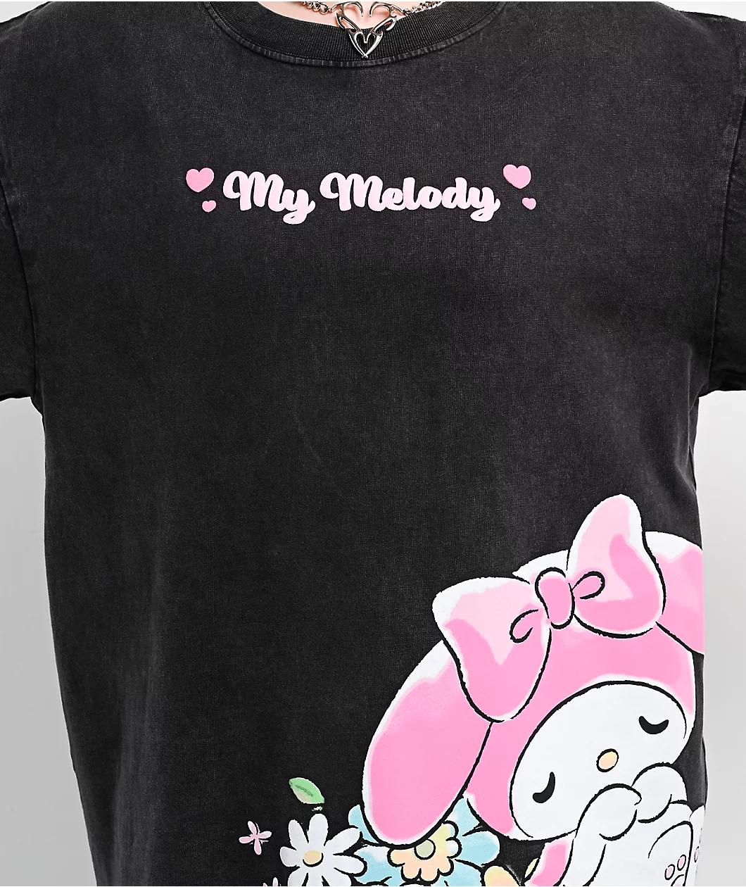 Hello Kitty® & Friends | A.LAB My Melody™ Pink Ribbon Black T-Shirt Product Image