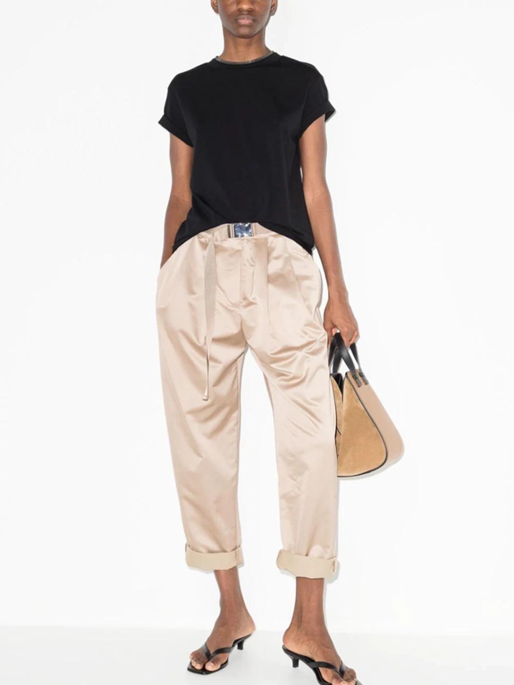 BRUNELLO CUCINELLI Women Stretch Cotton Jersey T-shirt With Precious Faux-layering In Black Product Image