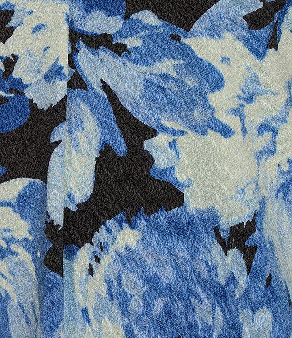 Jones New York Printed Moss Crepe V-Neck Sleeveless Pleat Front Shell Product Image