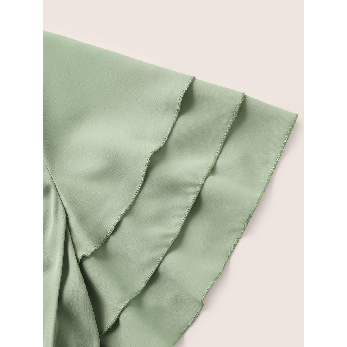 Plus Size Square Neck Shirred Tiered Ruffle Sleeve Dress Palemauve Women Elegant Tiered Square Neck Short sleeve Curvy BloomChic 30/6X Product Image