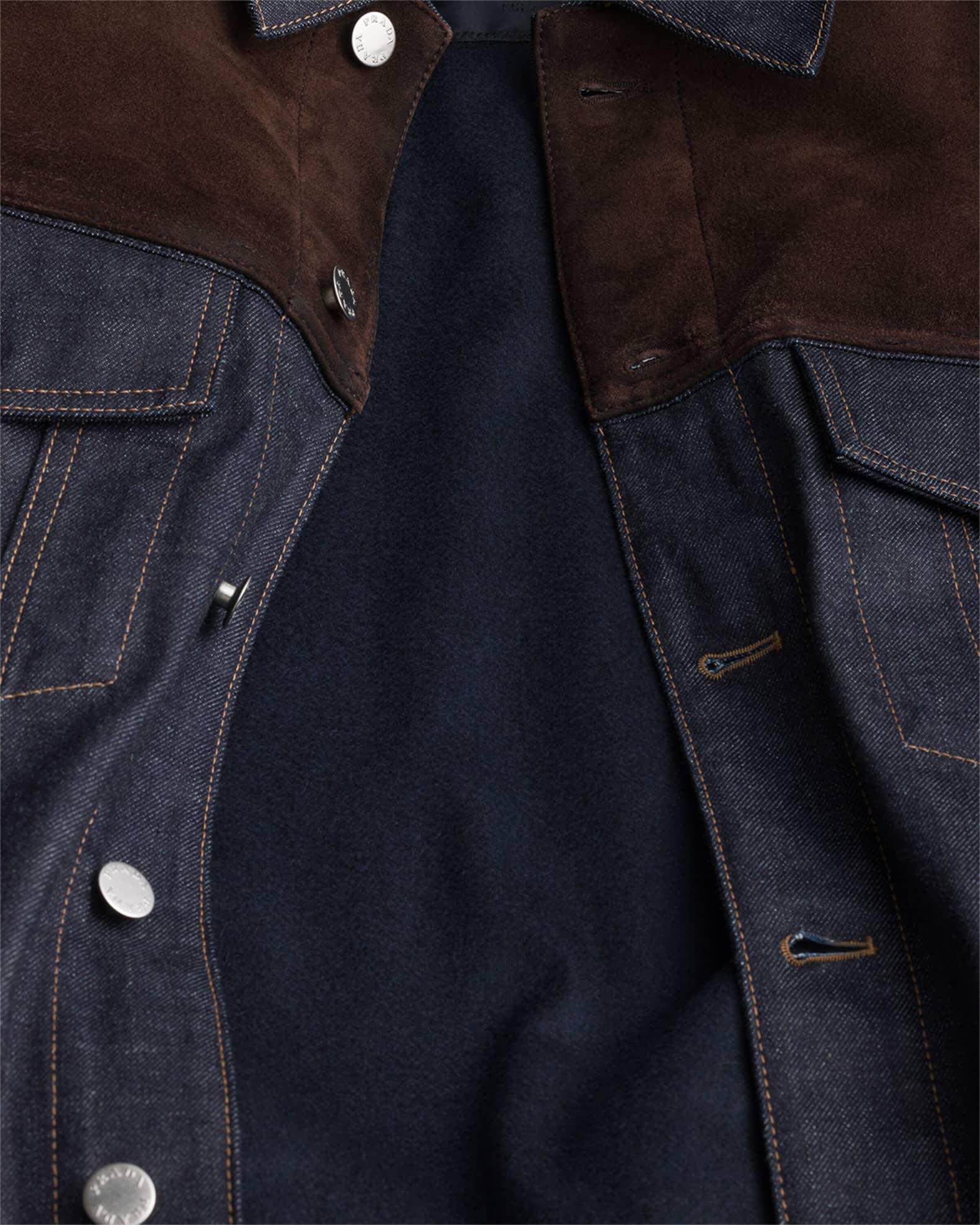 Men's Denim and Suede Blouson Jacket Product Image