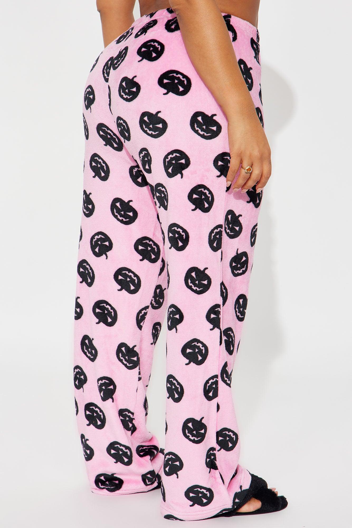 Spooky Pumpkin Plush Halloween PJ Pants - Pink Product Image