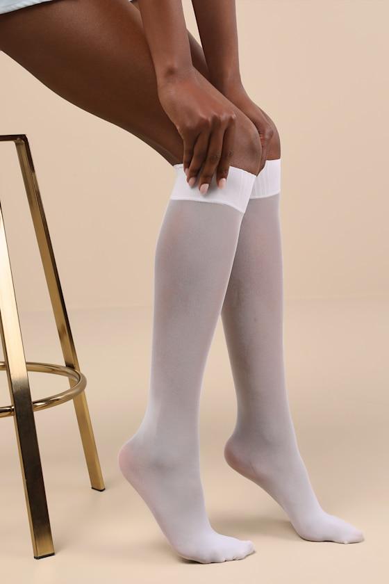 20 Denier White Sheer Knee-High Socks 2-Pack Product Image