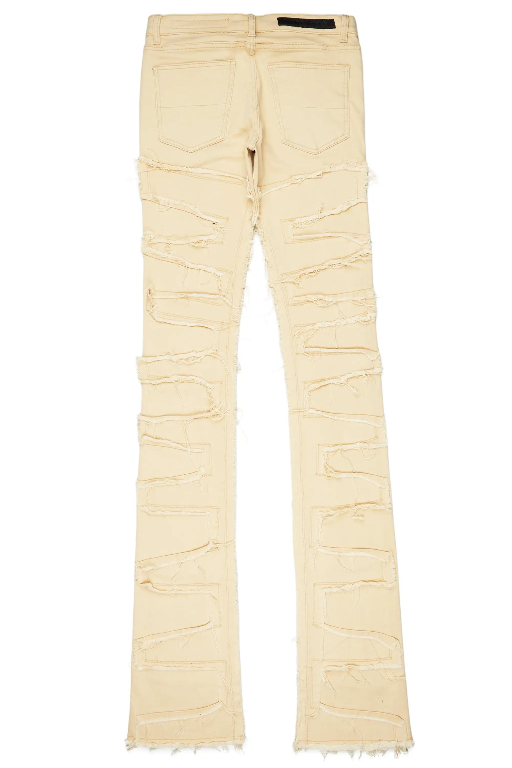 Hallie Beige Super Stacked Flare Jean Male Product Image