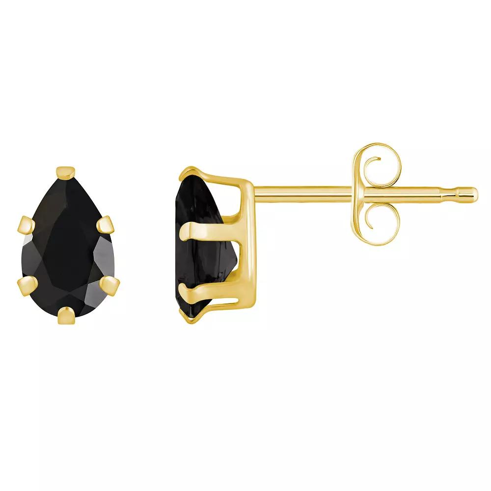 Celebration Gems 10k Gold Pear Shape Onyx Stud Earrings, Women's, White Product Image