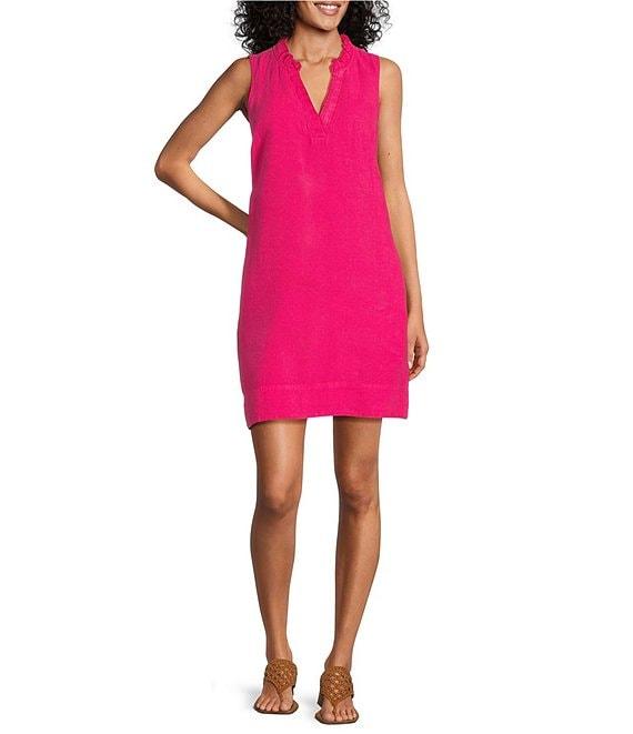 Tommy Bahama Ruffle Split V-Neck Sleeveless Side Pocket Dress Product Image