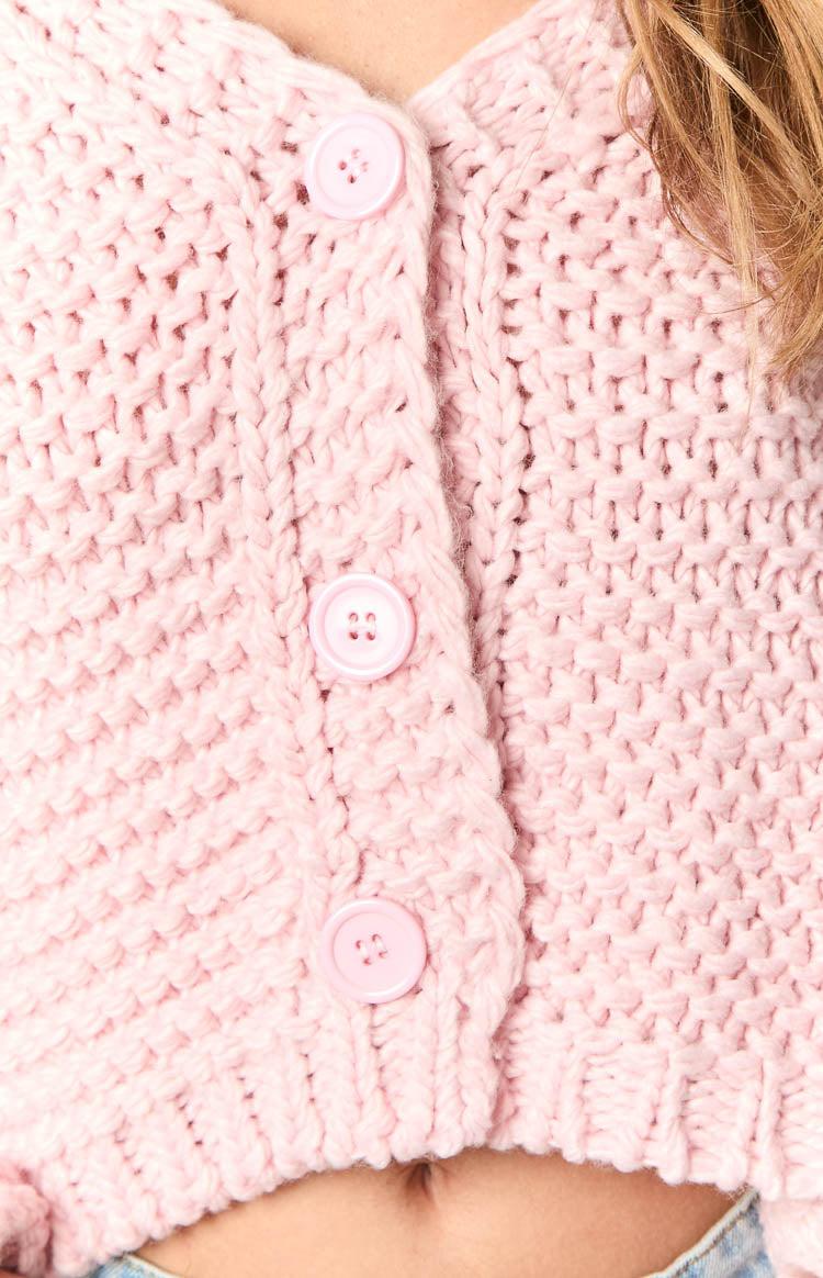 Jen Light Pink Knit Cardigan Product Image
