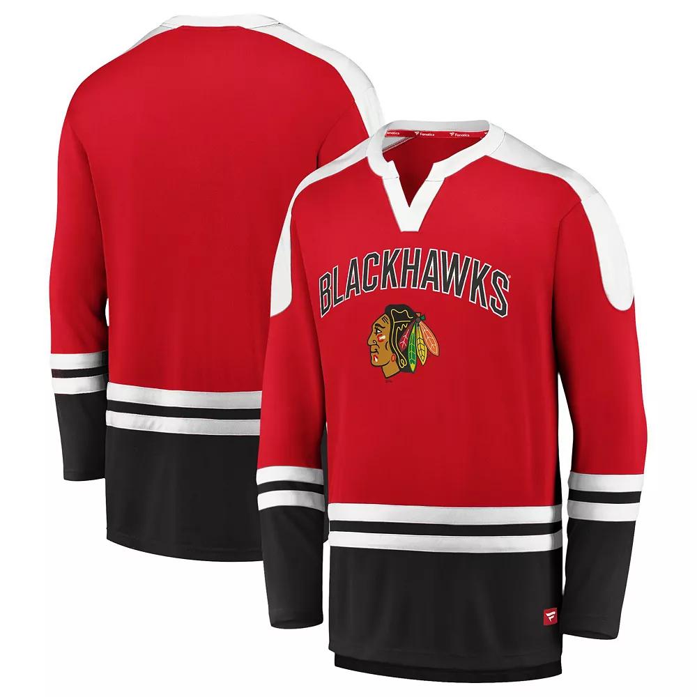 Men's Fanatics Branded Red/Black Chicago Blackhawks Iconic Slapshot Long Sleeve T-Shirt,  Product Image
