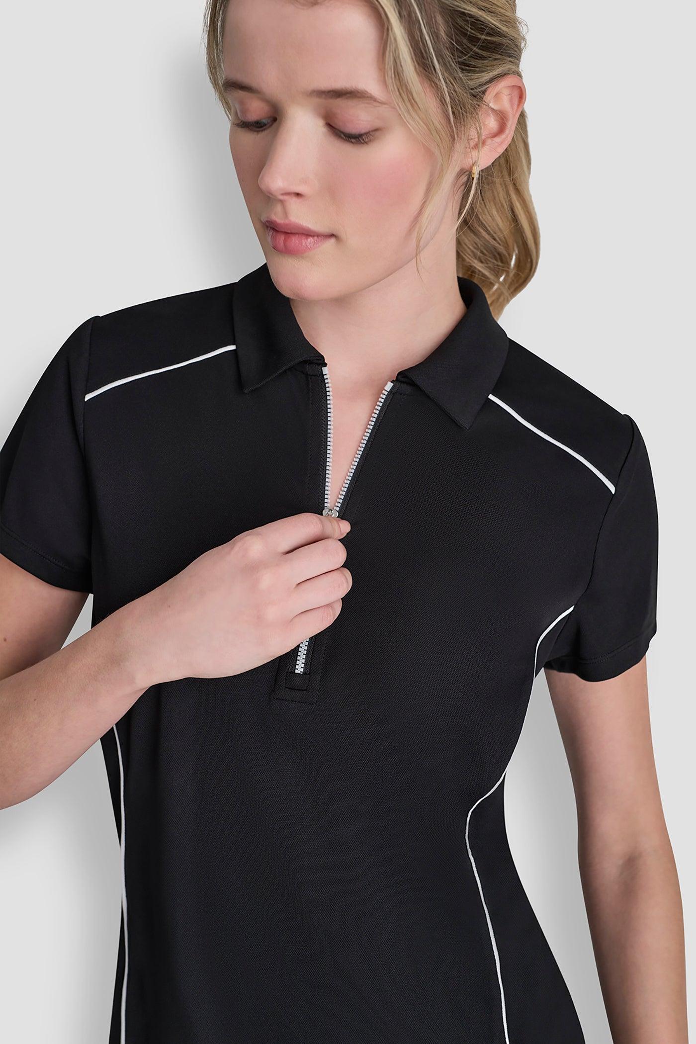 COURT PIQUÉ PIPED HALF-ZIP POLO Product Image