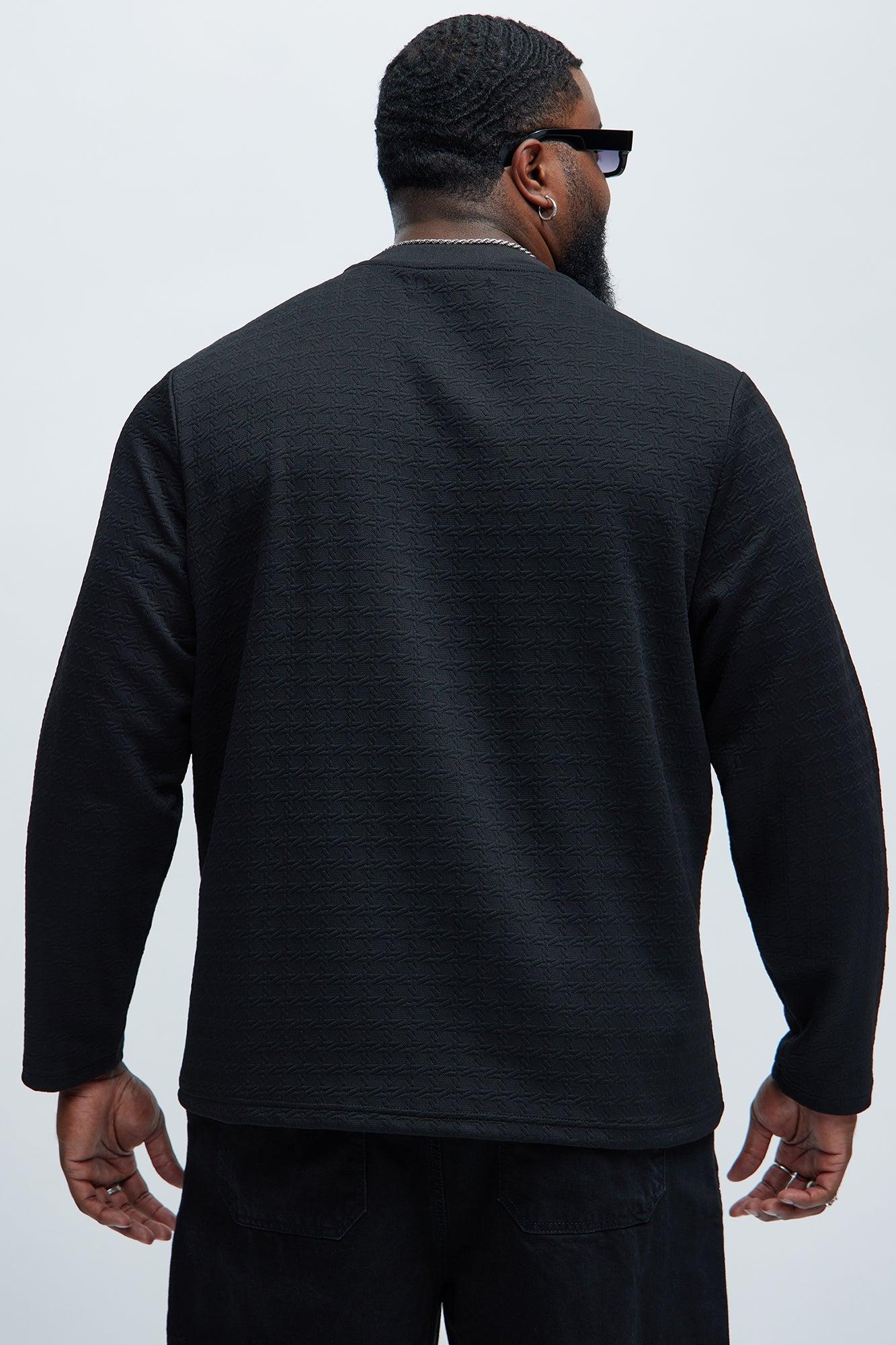 8AM Textured Long Sleeve Tee - Black Product Image