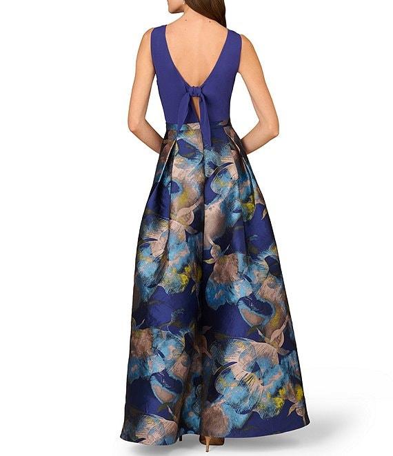 Aidan Mattox Sleeveless Tie Back Mix Media Floral Ballgown Product Image