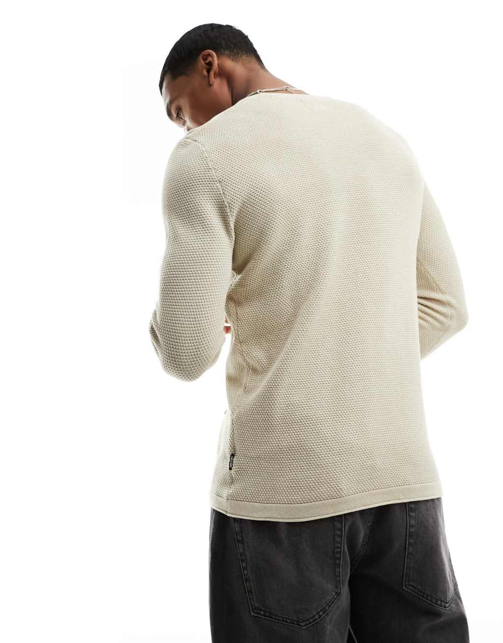 Only & Sons crew neck textured knit sweater Product Image