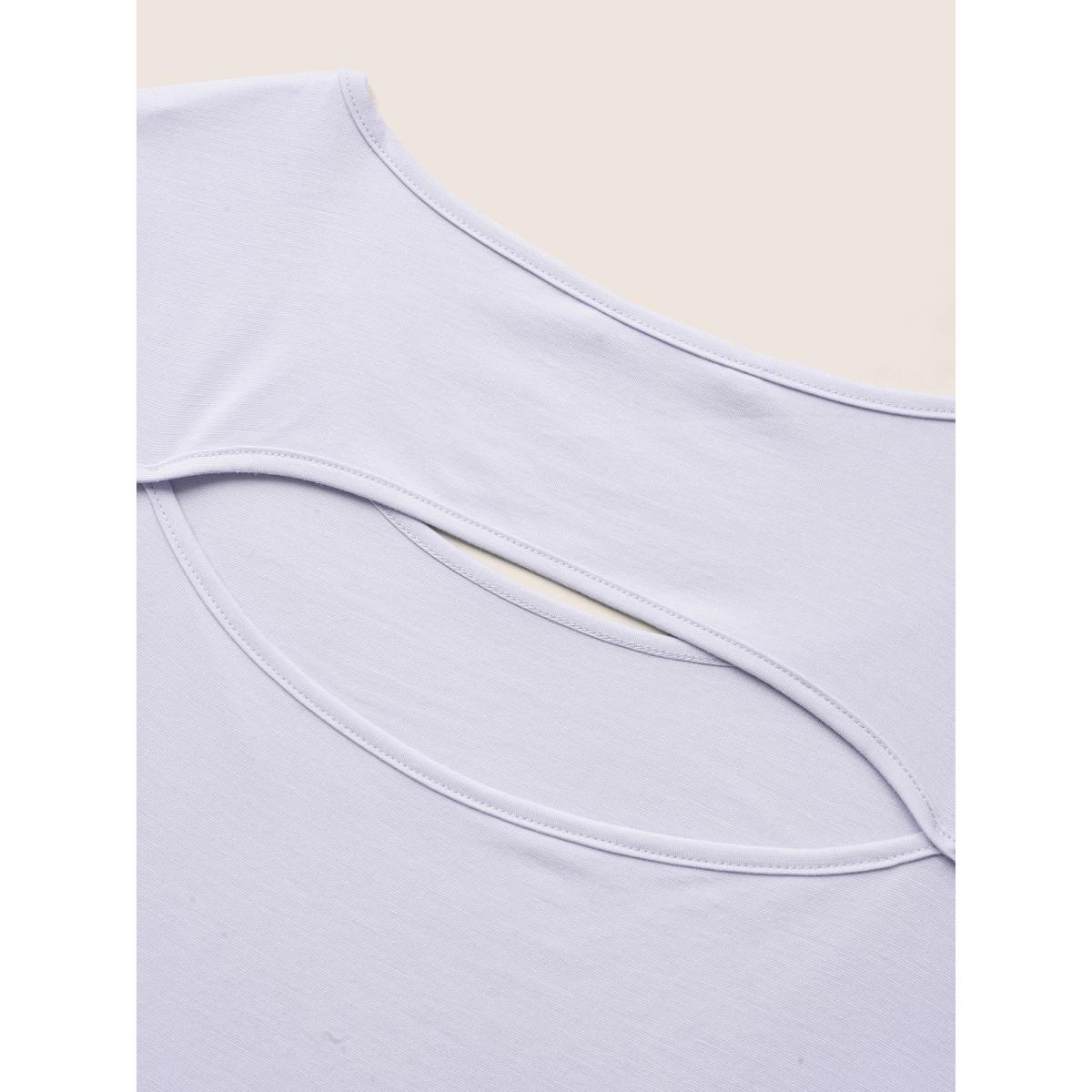Plus Size Crew Neck Cut Out Wrap T-shirt Lilac Women Casual Cut-Out Round Neck Everyday T-shirts BloomChic 14-16/1X Product Image