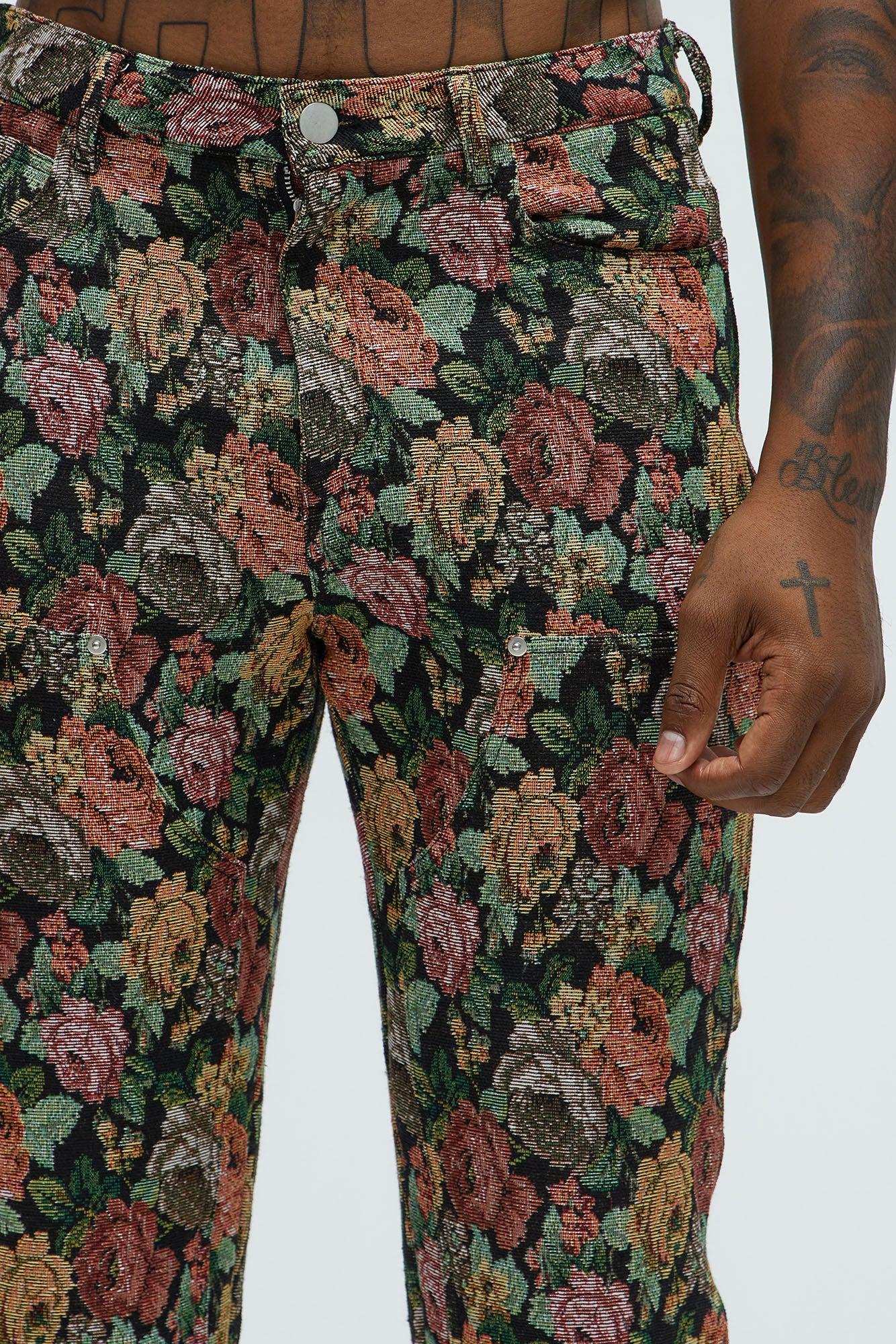 Bellevue Flared Tapestry Carpenter Pants - Black/combo Product Image